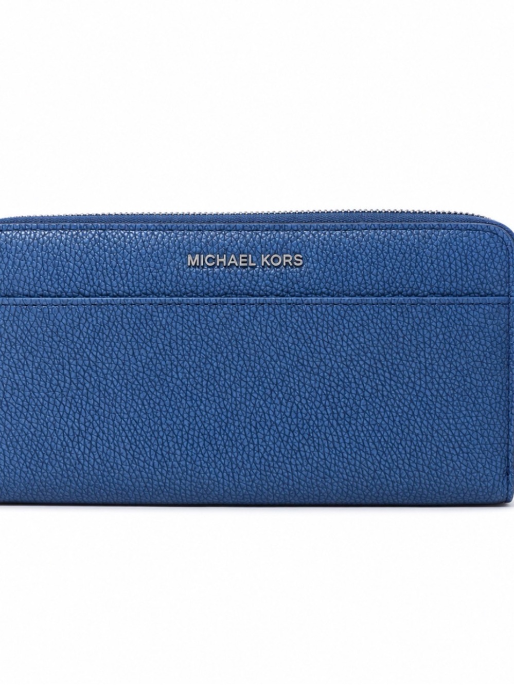 Michael Kors Blue Pebbled Leather Zip Wallet New